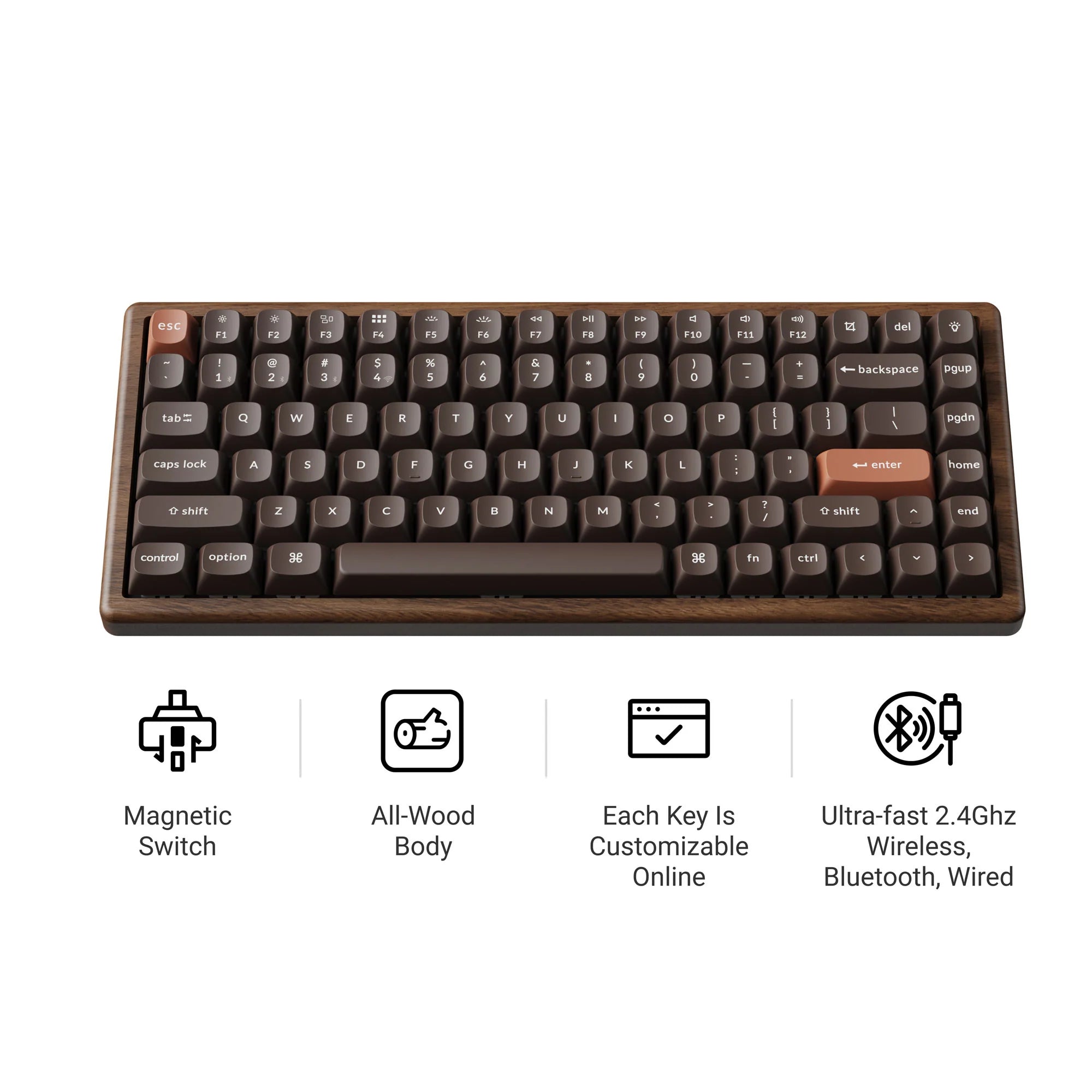 Keychron K2 HE Wireless Magnetic Switch Custom Keyboard - All-Wood Special