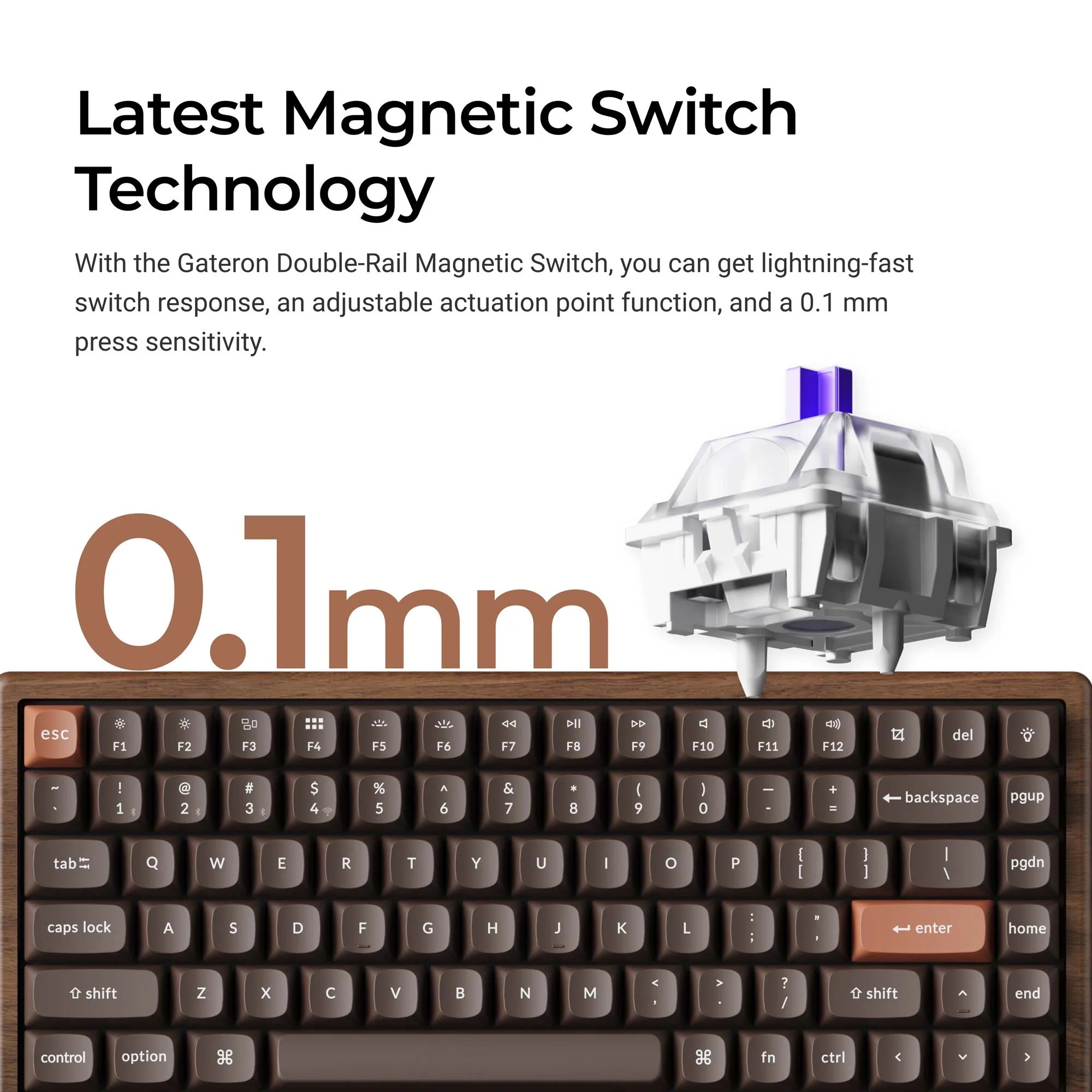 Keychron K2 HE Wireless Magnetic Switch Custom Keyboard - All-Wood Special - View 2