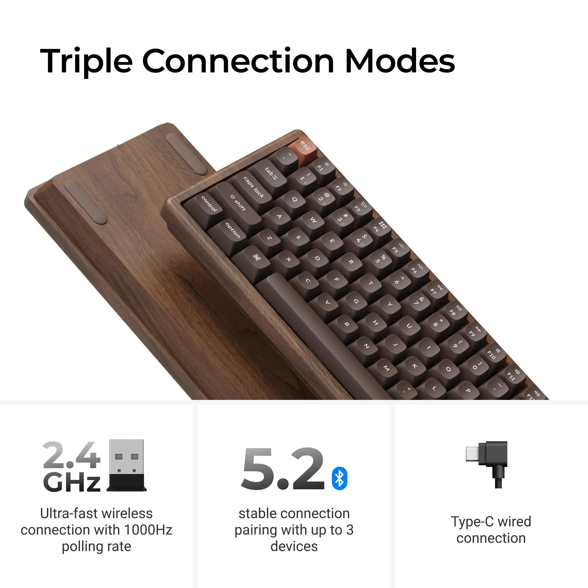 Keychron K2 HE Wireless Magnetic Switch Custom Keyboard - All-Wood Special - View 4