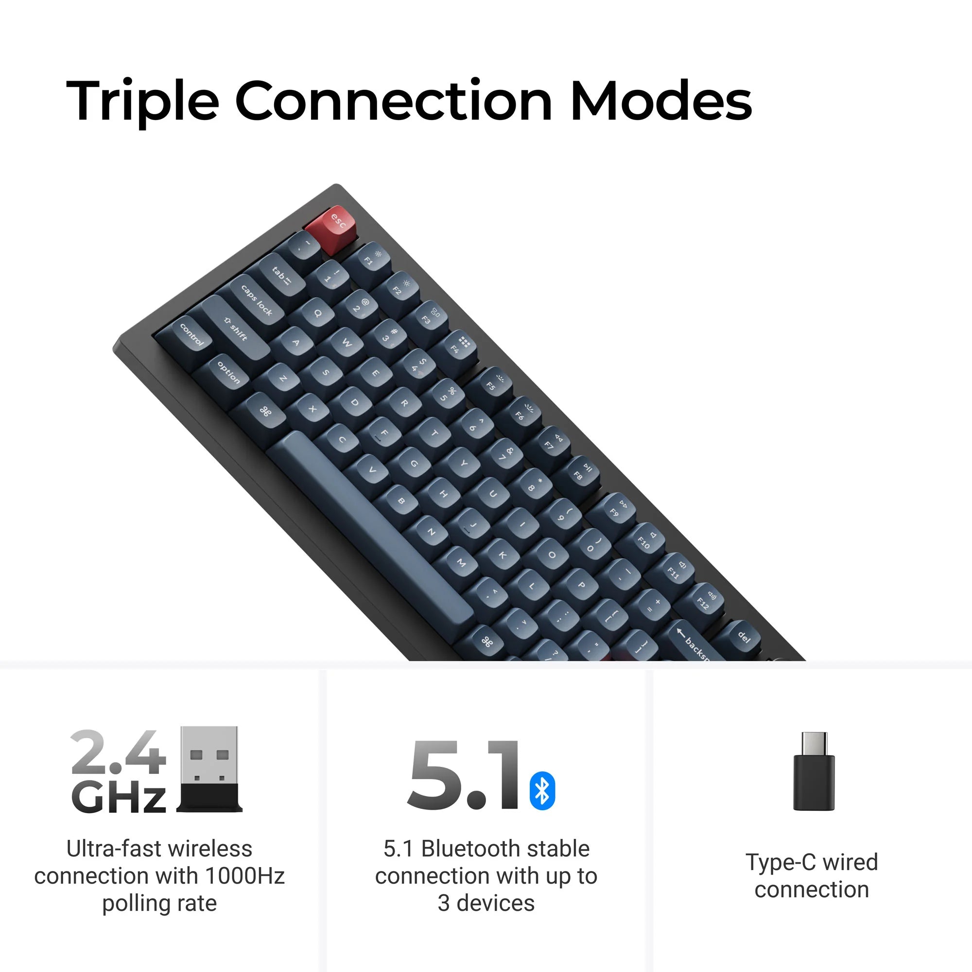 Keychron V1 Max QMK/VIA Wireless Custom Mechanical Keyboard - View 3
